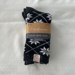 Dearfoams Womens Boot Crew Socks - CozySoft - Shoe Size 4-10 - 2 Pair - NEW